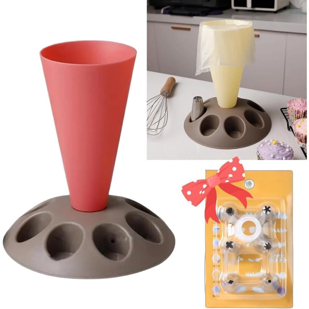 Piping Bag Stand Red Cake Decorating Holder